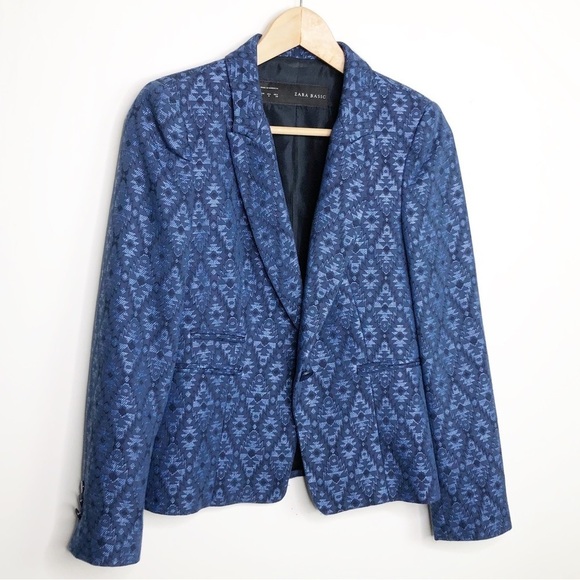 𝅺Zara basic Navy blue one button closure blazer - Picture 7 of 7